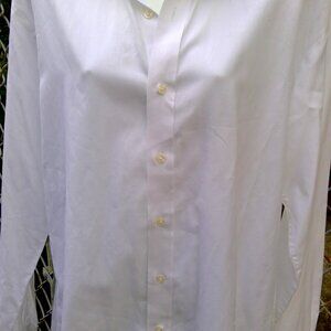 Saks Fifth Avenue White 100% Cotton Mens Long Sleeve Shirt